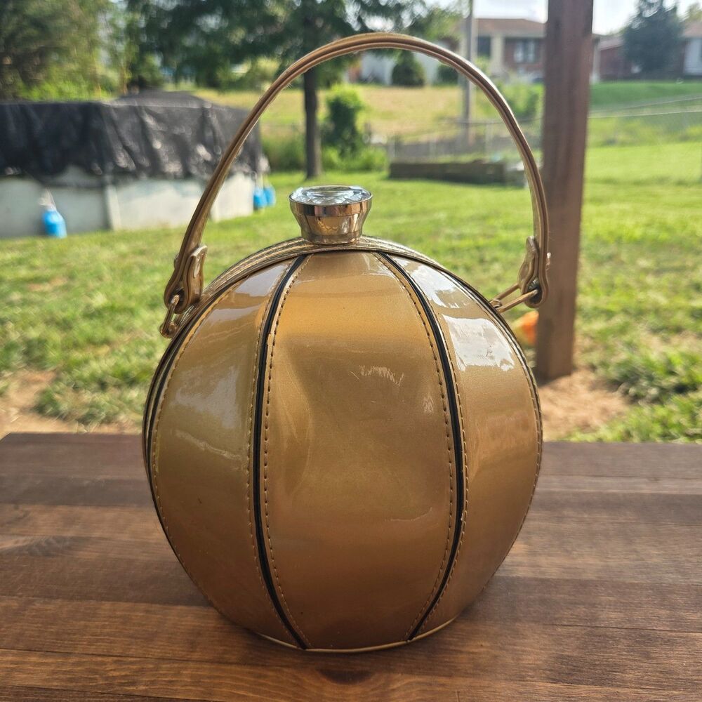 7" Gold Beach Ball/Basketball Shaped handbag